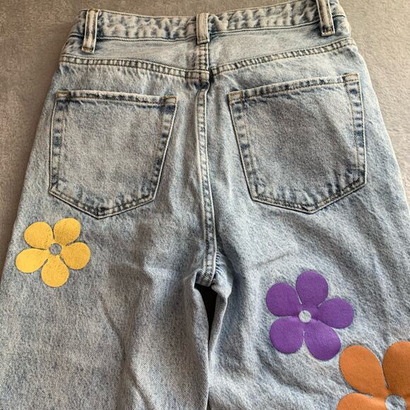 PacSun Boyfriend Jeans Light Blue Flower Graphic Sz 24 - Picture 6 of 16
